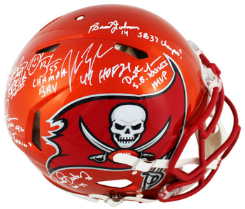 Bucs SB 37 Sapp, Brooks, Alstott +4 Signed Flash F/S Speed Proline Helmet BAS W