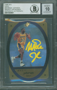 Lakers Magic Johnson Authentic Signed 1996 SPX Gold #24 Card Auto 10! BAS Slab