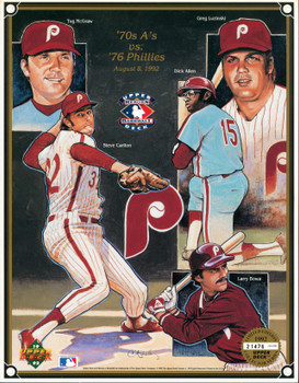 Phillies 8x10 Photo 1992 Heroes Baseball '70s A's vs. '76 Phillies #21476/44000