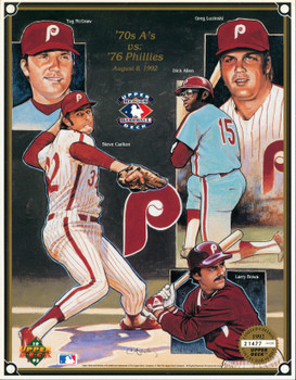 Phillies 8x10 Photo 1992 Heroes Baseball '70s A's vs. '76 Phillies #21477/44000