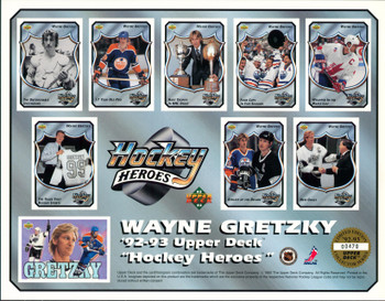 Wayne Gretzky 8x10 Photo 1992 Wayne Gretzky Upper Deck Hockey Heroes