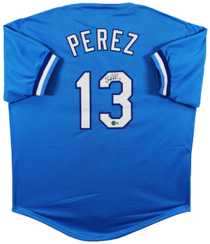 Salvador Perez Authentic Signed Light Blue Pro Style Jersey BAS Witnessed