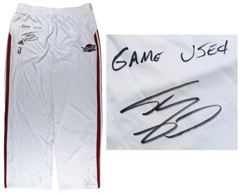 Cavaliers Shaquille O'Neal "Game Used" Signed White Adidas Warmup Pants BAS Wit