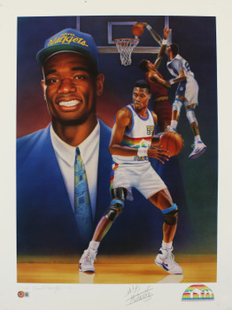 Nuggets Dikembe Mutumbo Signed 20x26.5 Lithograph LE #4/500 BAS #BJ06315
