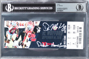 Ole Miss D.K. Metcalf "Debut Home Game" Signed Ticket Stub Auto 10! BAS Slabbed