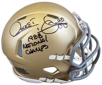 Notre Dame Raghib "Rocket" Ismail "88 Champs" Signed Speed Mini Helmet BAS Wit