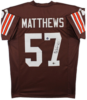 Clay Matthews Jr. Authentic Signed Brown Pro Style Jersey BAS Witnessed