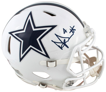 Cowboys Dak Prescott Signed 2022 Alt White Full Size Speed Proline Helmet BAS W