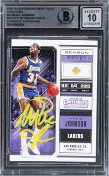 Magic Johnson Signed 2018 Contenders Draft Picks Var #43 Card Auto