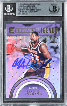 Lakers Magic Johnson Signed 2017 Panini Essentials EL #EL25 Card BAS Slabbed