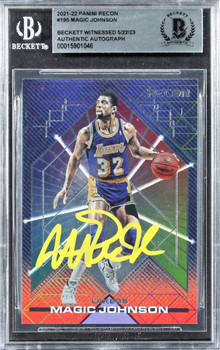 Lakers Magic Johnson Authentic Signed 2021 Panini Recon #195 Card BAS Slabbed