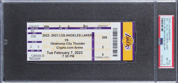 Cavaliers LeBron James 2/7/23 LAL vs OKC Full Ticket Graded NM-MT 8 PSA Slabbed
