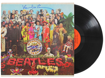 Paul McCartney & George Martin Beatles Signed Sgt. Pepper's Album Cover JSA