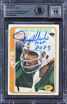 Jets Joe Klecko "HOF 23" Signed 1978 Topps #287 Rookie Card Auto 10! BAS Slabbed