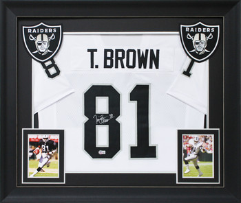 Tim Brown Authentic Signed White Pro Style Framed Jersey BAS Witnessed