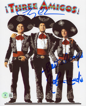 Chevy Chase & John Landis Three Amigos! Signed 8x10 Photo BAS Witnessed #W772844