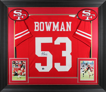 Navorro Bowman Authentic Signed Red Pro Style Framed Jersey BAS Witnessed