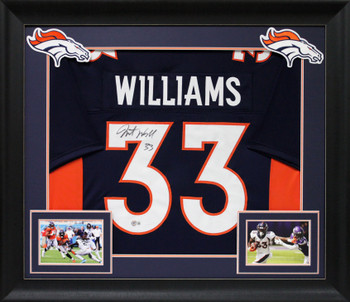 Javonte Williams Authentic Signed Navy Blue Pro Style Framed Jersey BAS Witness