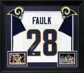 Marshall Faulk Authentic Signed White Pro Style Framed Jersey BAS Witnessed