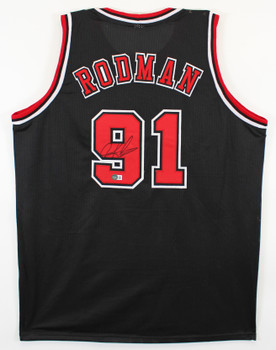 Dennis Rodman Authentic Signed Black Pro Style Jersey Autographed BAS Witnessed