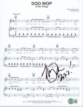 Lauryn Hill Signed 8.5x11 Doo Wop (That Thing) Music Sheet Photo BAS #BH01613