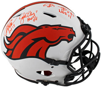 Broncos (3) Elway, Sharpe, & Davis Signed Lunar F/S Speed Proline Helmet BAS Wit