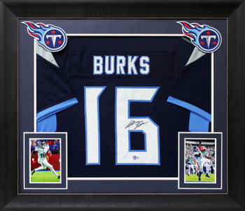 Treylon Burks Authentic Signed Navy Blue Pro Style Framed Jersey BAS Witnessed