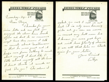 Grover Cleveland Alexander Signed 6x9.25 1939 Handwritten Letter JSA #Z31392