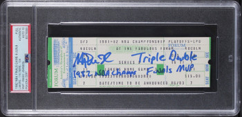 Magic Johnson Signed 1982 Finals Game 6 Full Ticket Stub Auto 10! PSA Slabbed 1