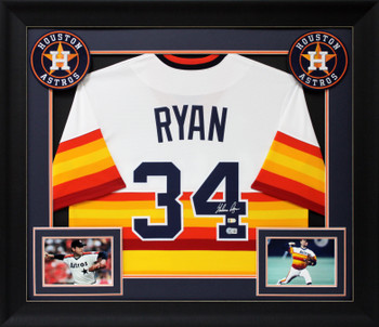 Astros Nolan Ryan Authentic Signed Rainbow Nike Framed Jersey Autographed BAS