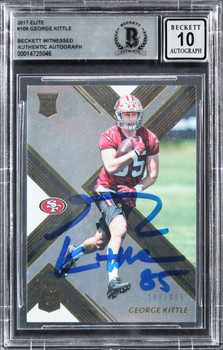 49ers George Kittle Signed 2017 Elite #109 Rookie Card Auto 10! BAS Slabbed