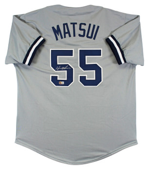 Hideki Matsui Authentic Signed Grey Pro Style Jersey Autographed BAS Witnessed