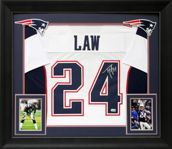 Ty Law Authentic Signed White Pro Style Framed Jersey Autographed
