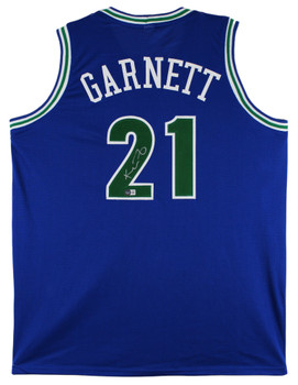 Kevin Garnett Authentic Signed Blue Throwback Pro Style Jersey BAS Witnessed