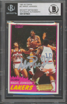 Lakers Magic Johnson Authentic Signed 1981 Topps #21 Card Autographed BAS Slab