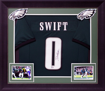 D'Andre Swift Authentic Signed Green Pro Style Framed Jersey BAS Witnessed