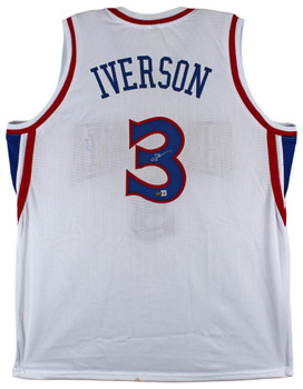 Allen Iverson Authentic Signed White 90's TB Pro Style Jersey BAS Witnessed