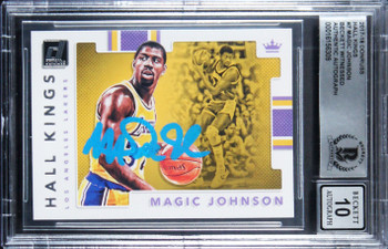 Lakers Magic Johnson Signed 2017 Donruss Hall Kings #7 Card Auto 10! BAS Slab 2