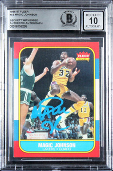 Lakers Magic Johnson Authentic Signed 1986 Fleer #53 Card Auto 10! BAS Slabbed 4