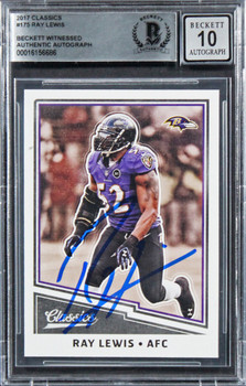 Ravens Ray Lewis Authentic Signed 2017 Classics #175 Card Auto 10! BAS Slabbed