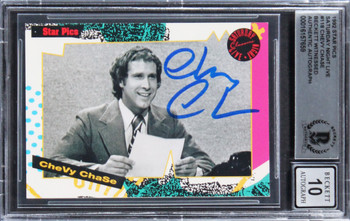 Chevy Chase Signed 1992 Star Pics Saturday Night Live #118 Card Auto 10 BAS Slab