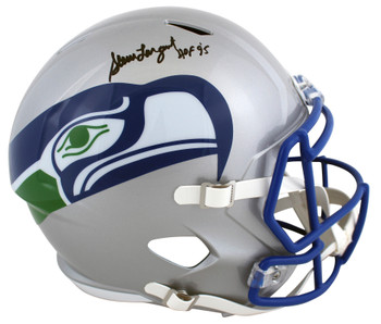 Seahawks Steve Largent HOF 95 Signed 83-01 TB Full Size Speed Rep Helmet BAS Wit