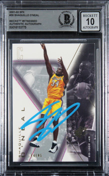 Lakers Shaquille O'Neal Authentic Signed 2001 SPX #39 Card Auto 10! BAS Slabbed