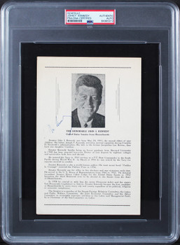 John F. Kennedy Authentic Signed 5.5x8.5 1959 Program Page PSA/DNA Slabbed