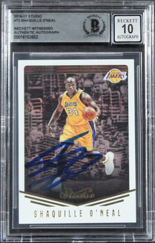 Lakers Shaquille O'Neal Authentic Signed 2016 Studio #73 Card Auto 10! BAS Slab