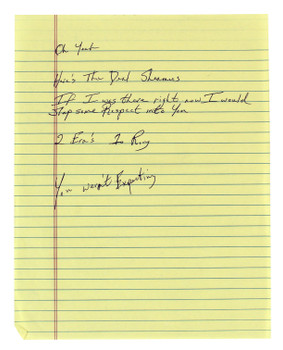 Randy "Macho Man" Savage 8.5x11 Catch Phrase Handwriting Sample BAS #AC33548
