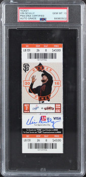 Vin Scully Signed 2016 Dodgers Vs Giants Final Game Ticket Stub Auto 10 PSA Slab