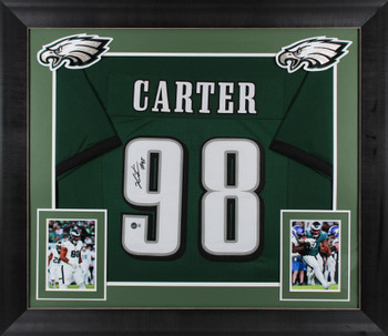 Jalen Carter Authentic Signed Green Pro Style Framed Jersey JSA Witness