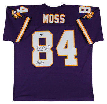 Vikings Randy Moss "HOF 18" Signed Purple Mitchell & Ness Jersey BAS Witnessed 2