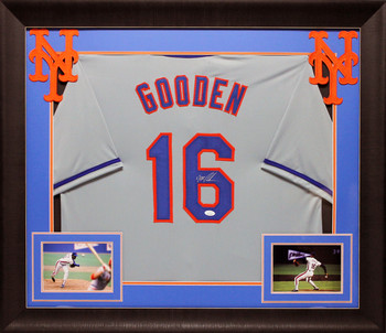 Doc Gooden Authentic Signed Grey Pro Style Framed Jersey Autographed JSA Witness